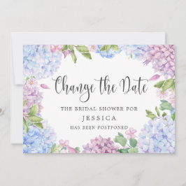 Invitación Bridal Shower Change of Plans Blue Hydrangeas