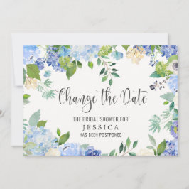 Invitación Bridal Shower Change of Plans Blue Hydrangeas