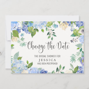Invitación Bridal Shower Change of Plans Blue Hydrangeas