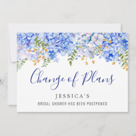 Invitación Bridal Shower Change of Plans Blue Hydrangeas