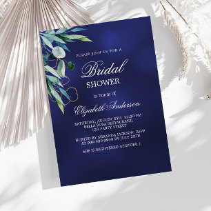Invitación Bridal Shower color azul marino verde elegante