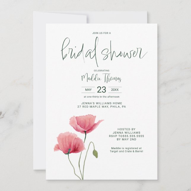 Invitación BRIDAL SHOWER | Copos acuáticos (Anverso)