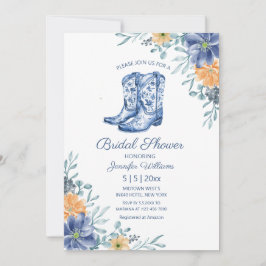 Invitación bridal shower cowgirl boots flowers western 