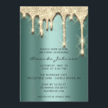 Invitación Bridal Shower Cumpleaños 16 Oro 3D Verde<br><div class="desc">Para una elegante invitación moderna a la moda Smile All Day! FlorenciaK diseño</div>