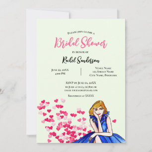 Invitación Bridal Shower Dark Blue Cocktail Gown