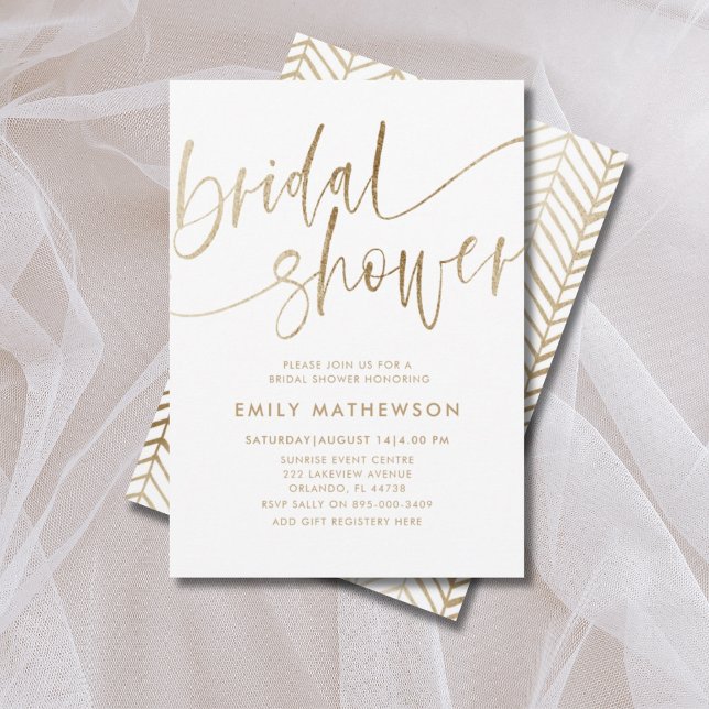 Invitación Bridal Shower de caligrafía de oro de imitación de (Subido por el creador)