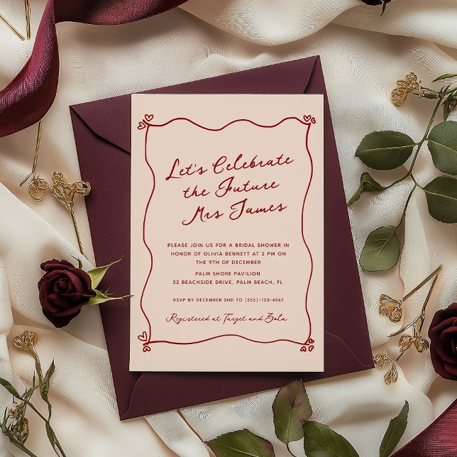 Invitación Bridal Shower de mano roja extravagante (Subido por el creador)