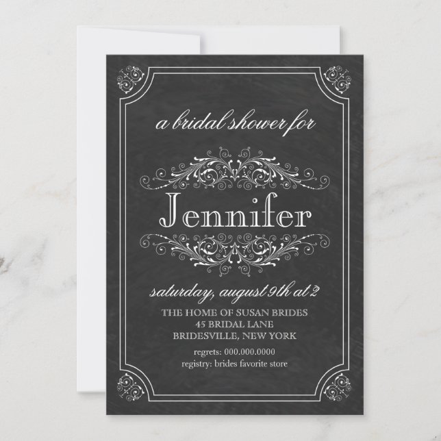 Invitación Bridal Shower | Ducha nupcial temática de Chalk Bo (Anverso)