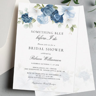 Invitación Bridal Shower Dusty Blue Bloom Elegante