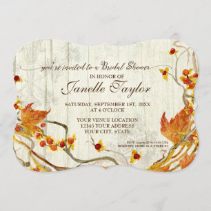 Invitación Bridal Shower Elegant Wood otoño Boda