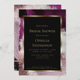 Invitación BRIDAL SHOWER   Elegante negrita Berry Wine Stroke