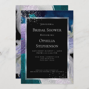 Invitación BRIDAL SHOWER   Elegante Negrita Negrita Verde azu