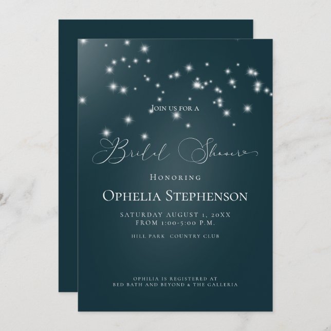 Invitación BRIDAL SHOWER | Elegante Puerto Floral de Playa (Anverso / Reverso)