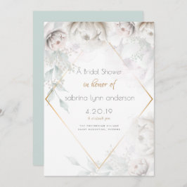 Invitación Bridal Shower | Elegantes Peonías Blancas Alabastr