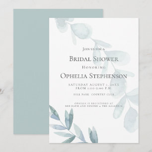 Invitación BRIDAL SHOWER Eucalipto azul turbio