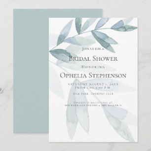 Invitación BRIDAL SHOWER   Eucalipto azul turbio