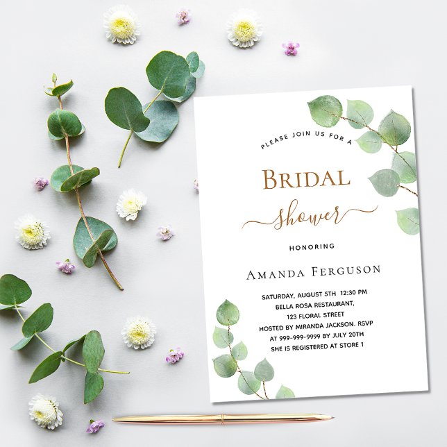 Invitación Bridal Shower eucalipto verde elegante (Subido por el creador)