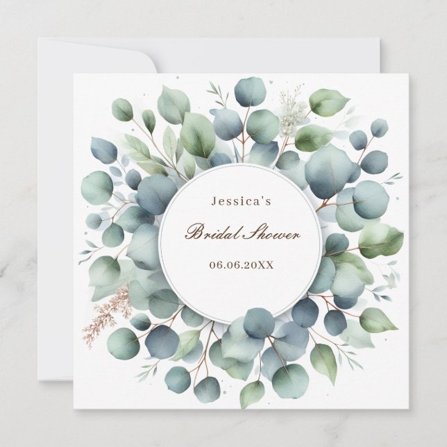 Invitación Bridal Shower eucalipto verde Napkins (Anverso)