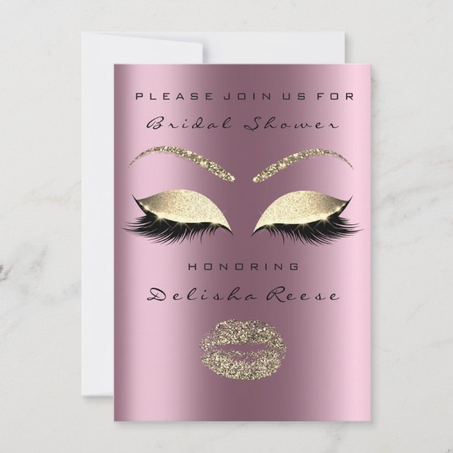 Invitación Bridal Shower Eye Gold Sparkly Ligas de oro (Anverso)