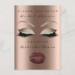 Invitación Bridal Shower Eyes Bronze Sparkly Limite Borgoña