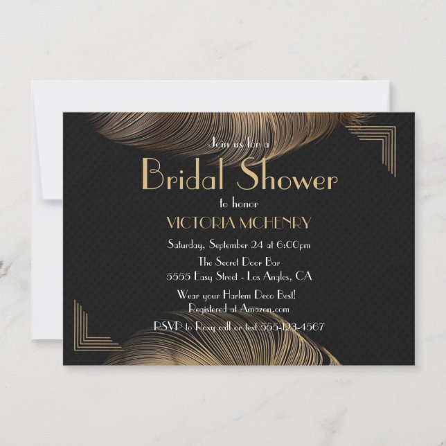 Invitación Bridal Shower Flapper Grandes Noches Gatsby Harlem (Anverso)