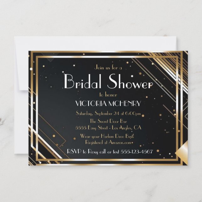 Invitación Bridal Shower Flapper Grandes Noches Gatsby Harlem (Anverso)