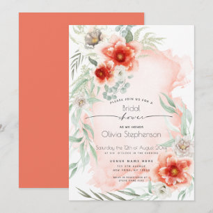 Invitación Bridal Shower   Flauta de escarlata acuarela