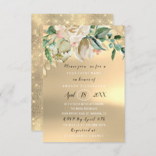 Invitación Bridal Shower Flor Brunch Green Gold Mint Ivory