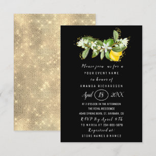 Invitación Bridal Shower Flor Brunch Lemon Green Negro