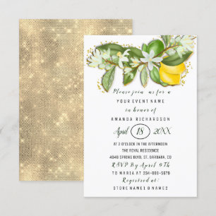 Invitación Bridal Shower Flor Brunch Lemon Green White