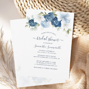Invitación Bridal Shower Floral Dusty Blue