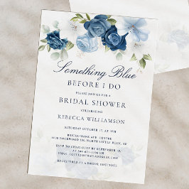Invitación Bridal Shower Floral Dusty Blue Script