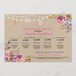 Invitación Bridal Shower Floral Jars Itinerary Bachelorette