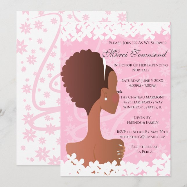 Invitación Bridal Shower Floral Rosa (Anverso / Reverso)