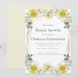 Invitación BRIDAL SHOWER | Flores amarillas acuarelas