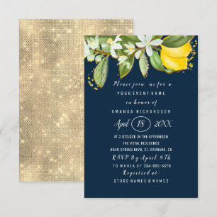 Invitación Bridal Shower Flower Brunch Lemon Green Naval