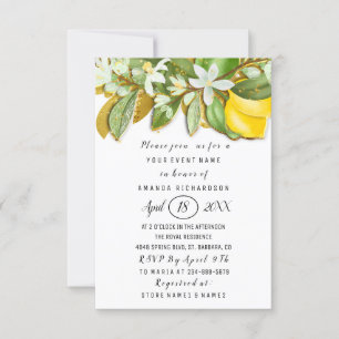 Invitación Bridal Shower Flower Brunch Lemon Tree White