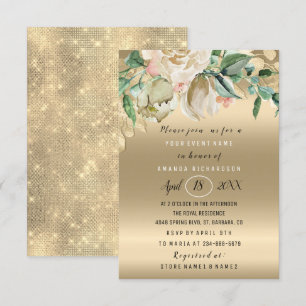 Invitación Bridal Shower Flower Brunch Mint Rosa Gold