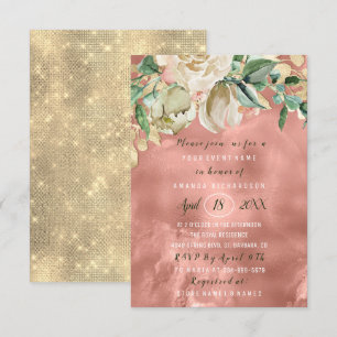 Invitación Bridal Shower Flower Brunch Rosas de Rubor Rosa