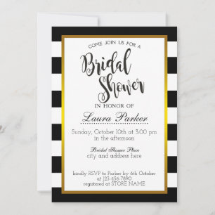 Invitación Bridal Shower Gold Black Strike Purpurina Classic