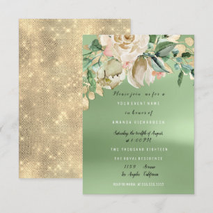Invitación Bridal Shower Gold Meadow Paint Flores de marfil