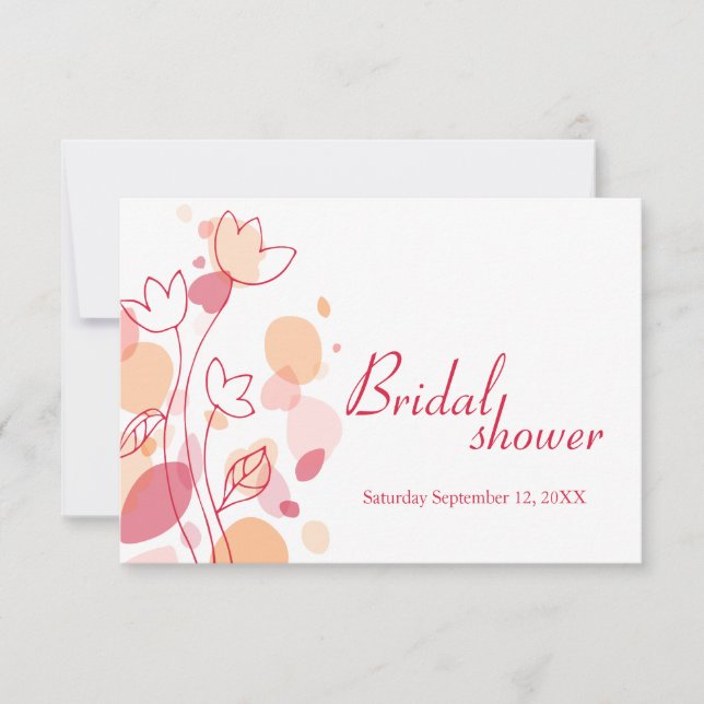 Invitación Bridal Shower gráficos modernos pétalos de flores  (Anverso)