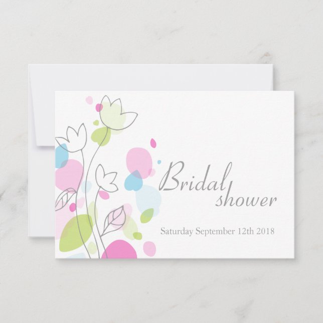 Invitación Bridal Shower gráficos modernos pétalos de flores  (Anverso)