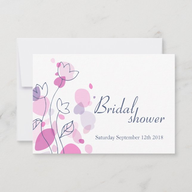 Invitación Bridal Shower gráficos modernos pétalos de flores  (Anverso)