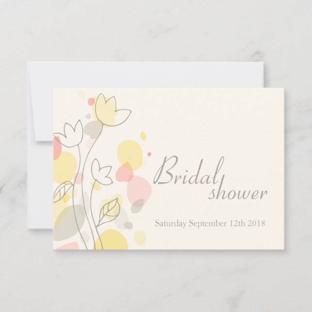 Invitación Bridal Shower gráficos modernos pétalos de flores  (Anverso)