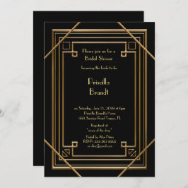 Invitación Bridal Shower, gran Gatsby dorado negro