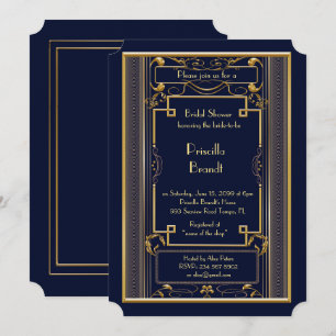 Invitación Bridal Shower, gran marina de oro de Gatsby