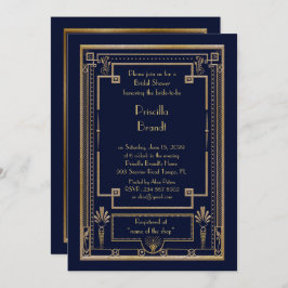 Invitación Bridal Shower, gran marina metalizado de Gatsby