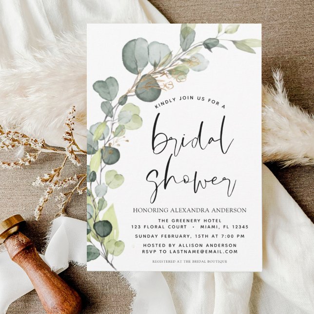 Invitación Bridal Shower Greenery Eucalyptus Invita Suculento (Subido por el creador)