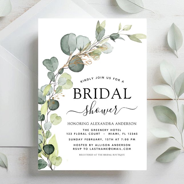 Invitación Bridal Shower Greenery Eucalyptus Succulent (Subido por el creador)